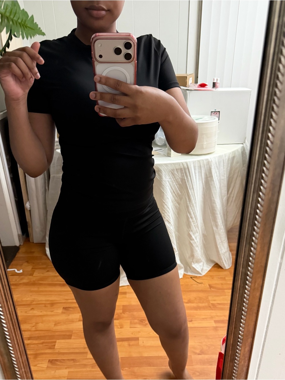 & Other Stories Black Active Tee and Bike Shorts Set